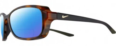 Pre-owned Nike Breeze-ct8031-220 Women's Polarized Bifocal Sunglasses Brown Tortoise 57 Mm In Blue Mirror
