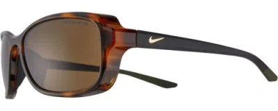 Pre-owned Nike Breeze-ct8031-220 Women's Sunglasses Brown Tortoise Havana Black/amber 57mm