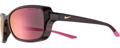 Pre-owned Nike Breeze-m-ct7890-233 Women's Sunglasses Red Crystal Grey/orange Mirror 57 Mm