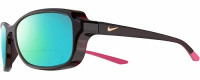 Pre-owned Nike Breeze-m-ct7890-233 Womens Polarized Bifocal Sunglasses In Red Crystal 57mm In Green Mirror