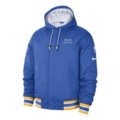 NIKE NIKE BROOKLYN NETS 22-23 CITY COURTSIDE BOMBER FULL-ZIP HOODIE JACKET 'BLUE'