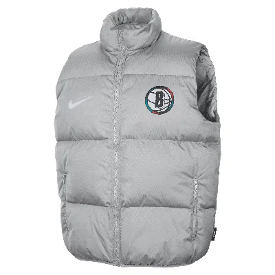 Nike Brooklyn Nets City Edition  Men's Nba Puffer Vest In Grey
