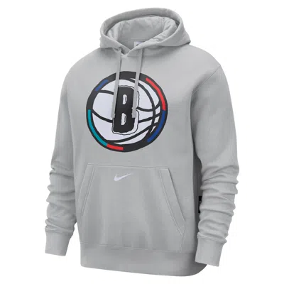 Nike Brooklyn Nets Club City Edition  Men's Nba Fleece Pullover Hoodie In Grey