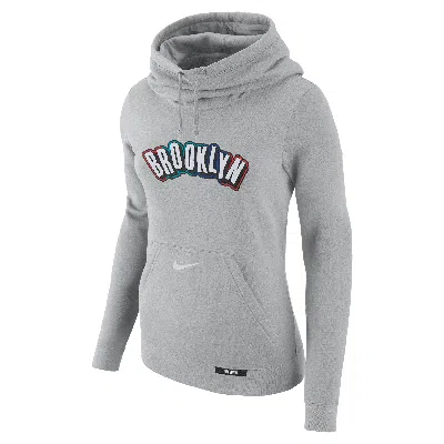 Nike Brooklyn Nets Club City Edition  Women's Nba Fleece Funnel-neck Hoodie In Grey