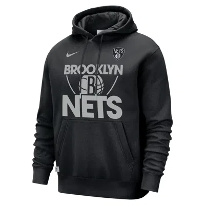 Nike Brooklyn Nets Club Courtside  Men's Nba Pullover Hoodie In Black