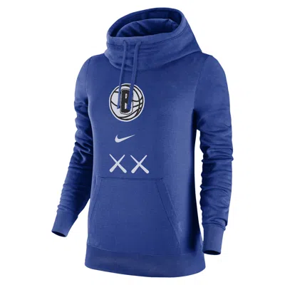 Nike Brooklyn Nets Club Fleece 2023/24 City Edition  Women's Nba Funnel-neck Hoodie In Blue