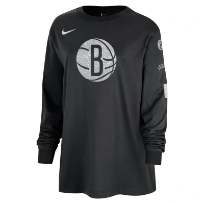Nike Brooklyn Nets Essential  Women's Nba Long-sleeve T-shirt In Black