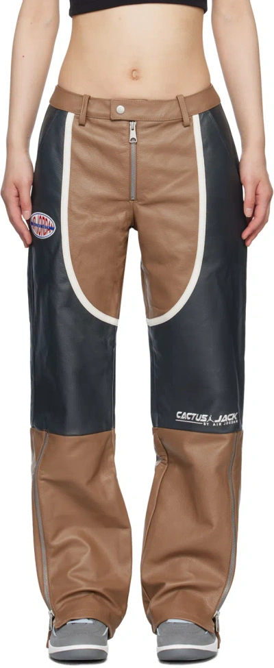 Nike Brown & Black Travis Scott Edition Leather Pants In Archaeo Brown/smoke