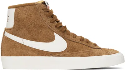 Nike Brown & White Blazer Mid '77 Premium Sneakers In Lt British Tan/sail-