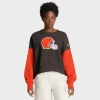 Nike Brown Cleveland Browns Oversized Color-block Pullover Sweatshirt In Gray