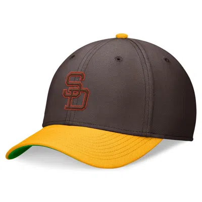 Nike Men's Brown/gold San Diego Padres Cooperstown Collection Rewind Swooshflex Performance Hat In Bar Bunvrs