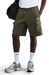 Nike Brushed Fleece Cargo Shorts In Green