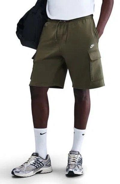 Nike Brushed Fleece Cargo Shorts In Green