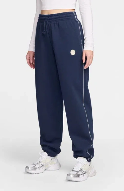 Nike Brushed Fleece Wide Leg Sweatpants In Blue