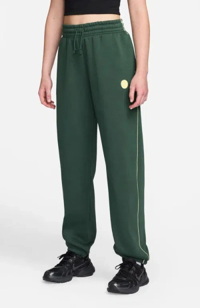 Nike Brushed Fleece Wide Leg Sweatpants In Green