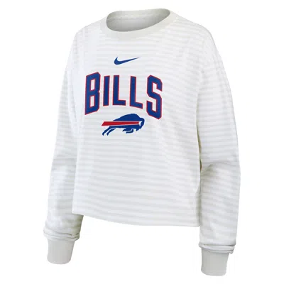 Nike Buffalo Bills Primetime  Women's Cropped Long-sleeve T-shirt In White