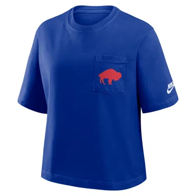 Nike Buffalo Bills Rewind Pocket Boxy  Women's Nfl T-shirt In Blue
