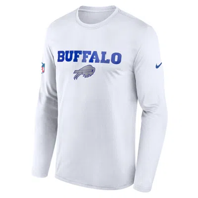 Nike Buffalo Bills Rivalries Collection Sideline Legend Small Logo  Men's Dri-fit Nfl Long-sleeve T-shirt In White