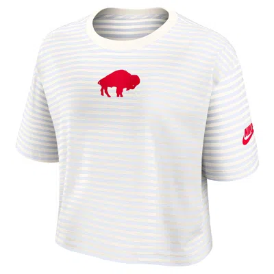 Nike Buffalo Bills Striped  Women's Mlb Cropped T-shirt In White