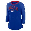 Nike Women's Royal Buffalo Bills Raglan 3/4 Sleeve T-shirt In Blue