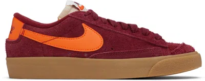 Nike Burgundy Blazer Low '77 Vintage Sneakers In Team Red/safety Oran