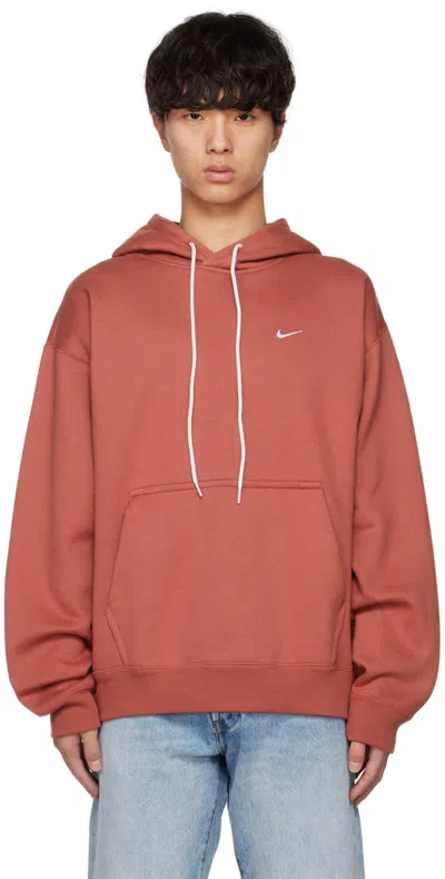 Nike Burgundy Drawstring Hoodie In Canyon Rust/white