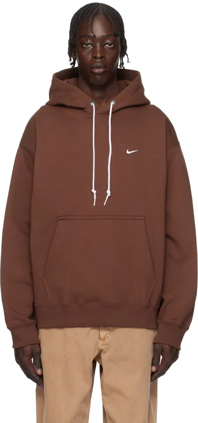 Nike Burgundy Solo Swoosh Hoodie In Dark Pony/white