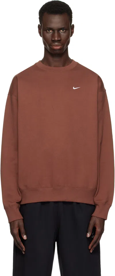 Nike Burgundy Solo Swoosh Sweatshirt In Dark Pony/white