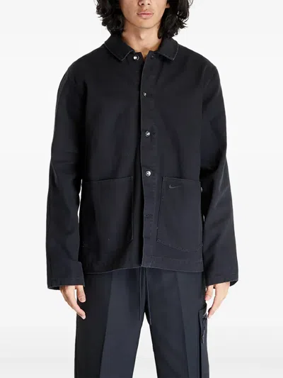 Nike Button-fastening Patch-pocket Jacket In Black