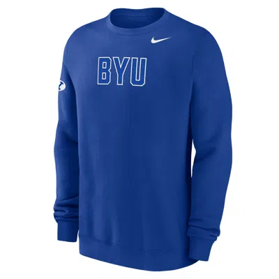Nike Byu Club Fleece  Men's College Crew-neck Sweatshirt In Blue