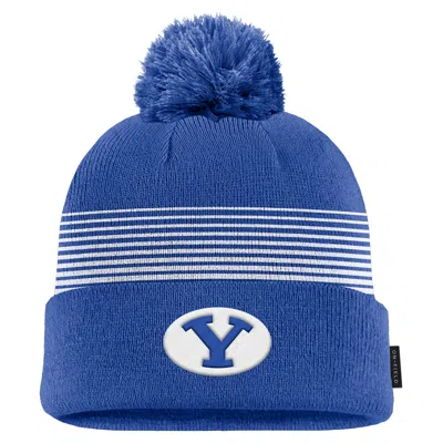 Nike Byu Sideline Peak  Unisex College Cuffed Pom Beanie In Blue