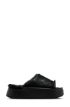Nike Calm Elevation Faux Fur Lined Platform Slide In Black