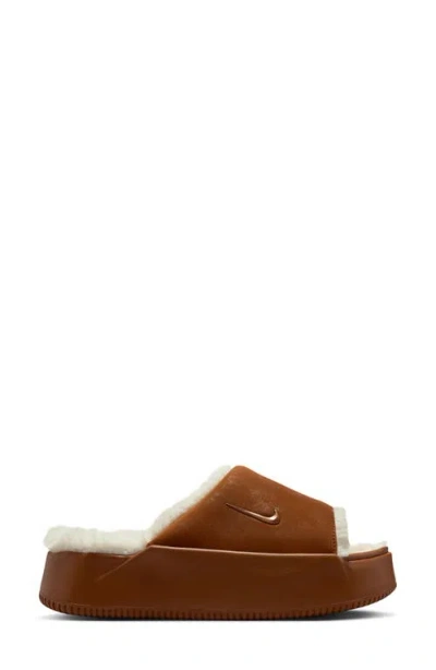 NIKE NIKE CALM ELEVATION FAUX FUR LINED PLATFORM SLIDE