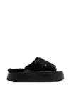 Nike Calm Elevation Faux Fur Lined Platform Slide In Black