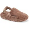 Nike Calm Faux Fur Mule In Mink Brown/brown