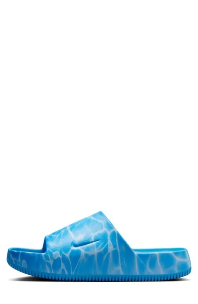 Nike Calm Printed Sport Slide In Coast/signal Blue/antarctica/coast