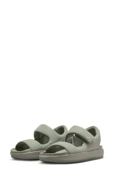 Nike Calm Sandal In Army/metallic Silver