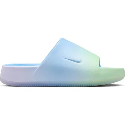 Nike Calm Se Slide In Blue/blue/lilac Bloom