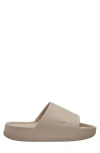 Nike Calm Flat Slides In Khaki/khaki
