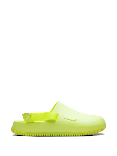 Nike Calm Strap Logo Mules In Yellow