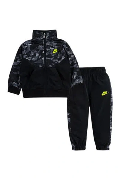 Nike Kids'  Camo Print Tricot Track Suit Set In Black