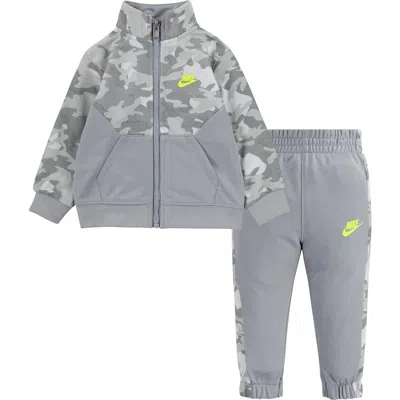 Nike Babies'  Camo Tricot Track Jacket & Pants Set In Gray