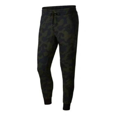Nike Camouflage Knit Stay Warm Bundle Feet Sports Long Pants Black Green