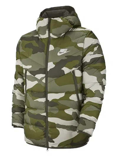 Nike Stay Warm Casual Camouflage Hooded Down Jacket Us Edition Green Camouflage In Multi