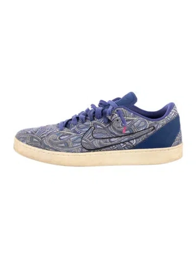 Pre-owned Nike Canvas Printed Sneakers In Blue