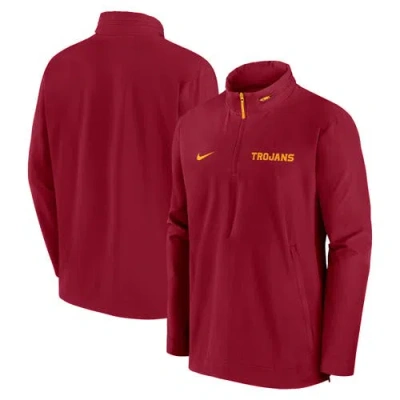 Nike Cardinal Usc Trojans Sideline Coaches Quarter-zip Jacket In Red