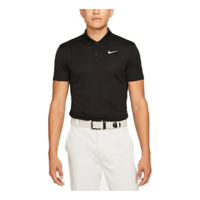 Nike Casual Breathable Solid Color Golf Short Sleeve Polo Shirt Black