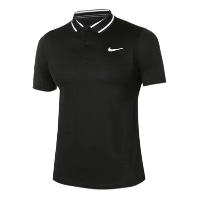 Nike Casual Sports Logo Pattern Printing Short Sleeve Polo Shirt Black