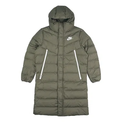 Nike Casual Sports Mid-length Hooded Down Jacket Green