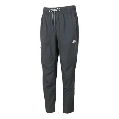 Nike Casual Sports Running Training Woven Cargo Long Pants Gray In Black